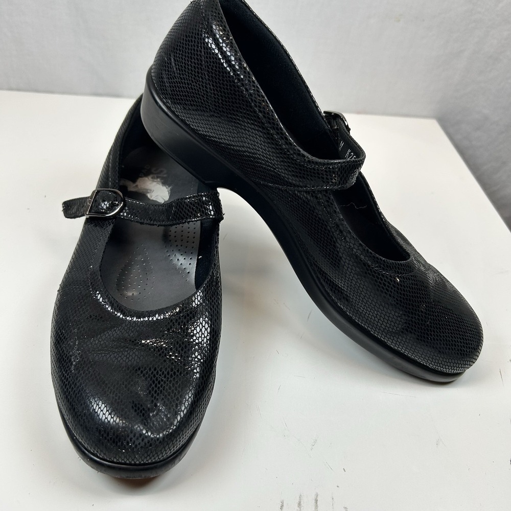 SAS Maria Mary Jane Black Snake Whimsigoth Academia Leather‎ Comfort Sz 9.5 W